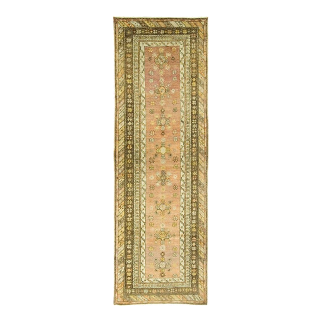 Vintage Turkish Oushak Hand Knotted Runner, 3'2" X 9'6" For Sale