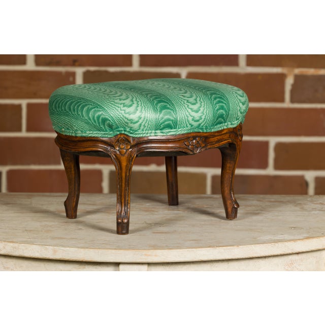 Wood French Louis XV Style 19th Century Wooden Footstool with Carved Cabriole Legs For Sale - Image 7 of 12