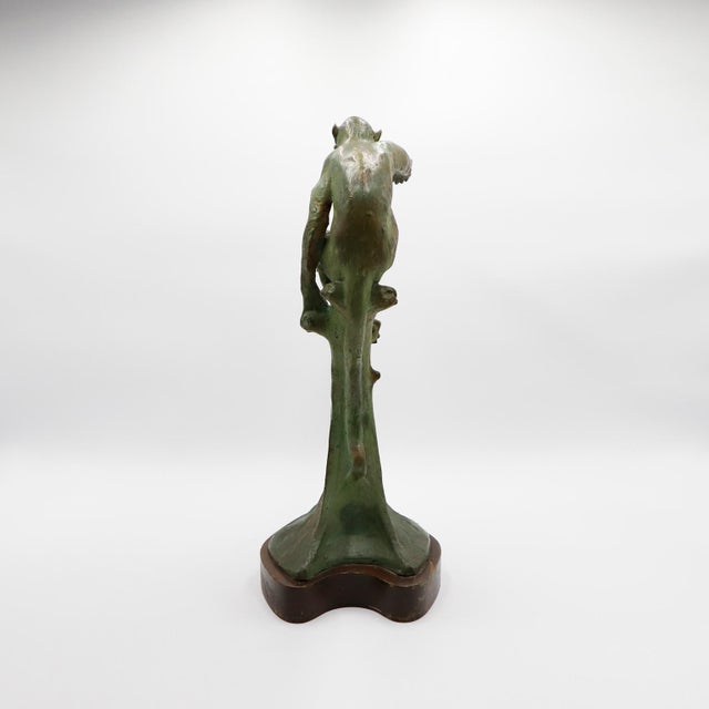 Early 20th Century Art Nouveau Monkey Sculpture made in solid brass signed LIF For Sale - Image 18 of 18