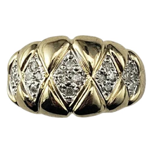 Late 20th Century 14 Karat Yellow Gold and Diamond Band Ring, Size 6 For Sale