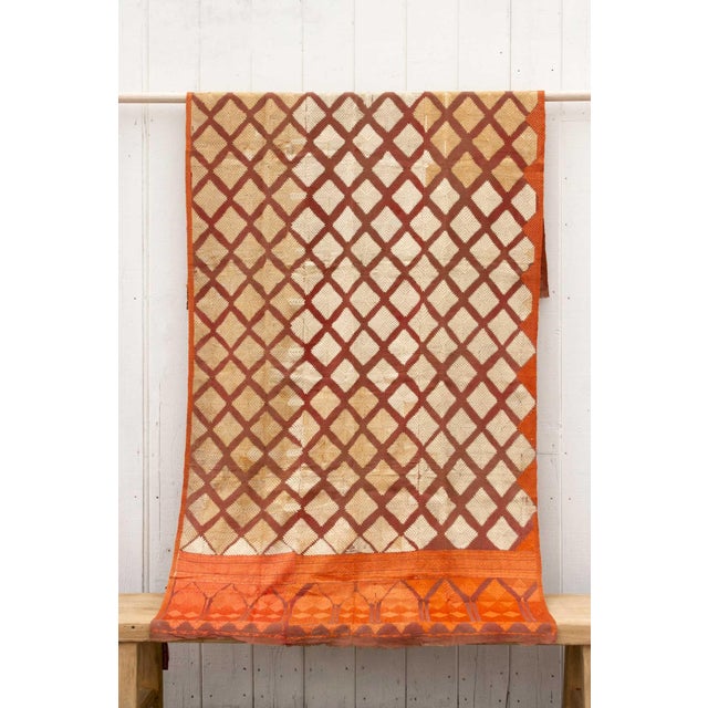 Fine Saffron Bagh Phulkari Silk Throw For Sale - Image 4 of 10