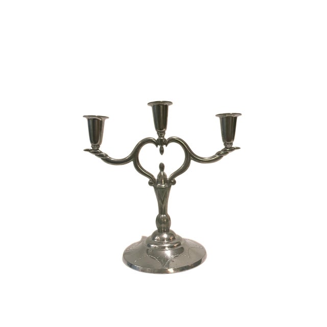 Vintage 3-Armed Pewter Candleholder from L & L Svenskt Tenn, Sweden For Sale - Image 6 of 6