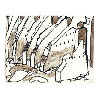 1950s Robert Angeloch Italian Ruins Mixed Media Painting For Sale