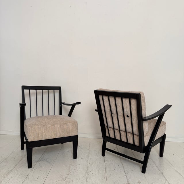 Mid-Century Modern Lounge Chairs with Black Wooden Frame, 1950s, Set of 2 For Sale - Image 14 of 18