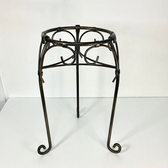 Metal Late 20th C Vintage Brutalist Metal Plant Stand For Sale - Image 7 of 11