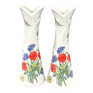 1981 Takahashi San Francisco "Ruby" Bud Vase Pair With Labels - Set of 2