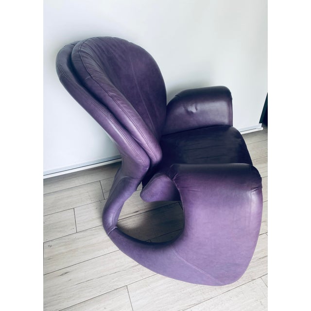 1980s Sculptural Posmodern Purple Leather Chair | Chairish
