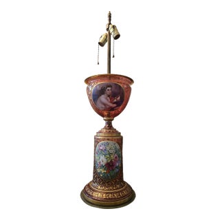 Antique Moser Bohemian Glass Centerpiece Lamp For Sale