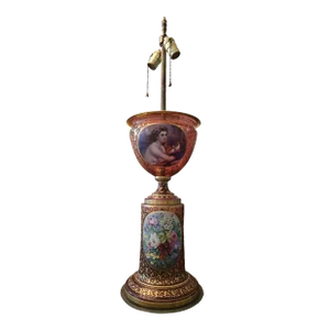 Antique Moser Bohemian Glass Centerpiece Lamp