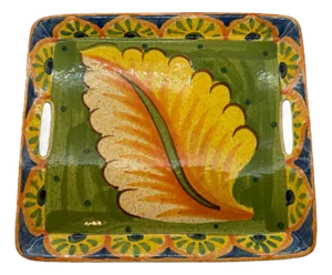 Archer Anita Mary Bellini Piu Hand Painted Italian Multicolor Ceramic Tray With Handles