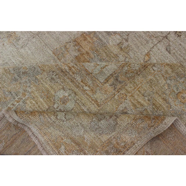 Angora Turkish Oushak Large Rug With All-Over Design in Light Neutral Colors For Sale - Image 9 of 13