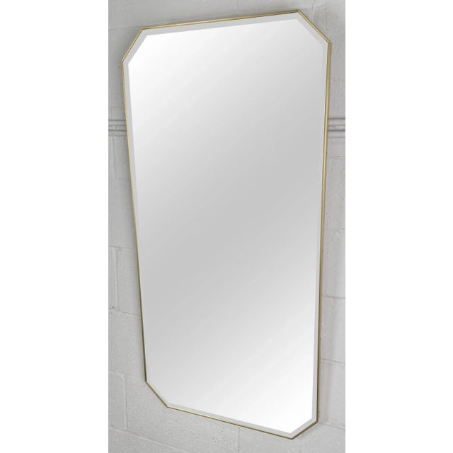 Friedman Brothers Friedman Brothers Mid Century Modern Style Beveled & Brass Frame Mirror For Sale - Image 4 of 7