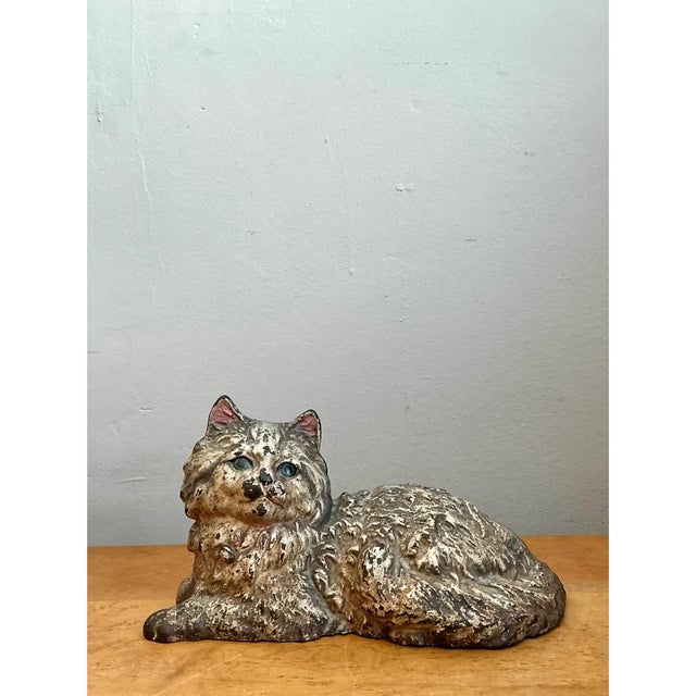 Vintage Painted Metal Cat Doorstop For Sale - Image 4 of 12
