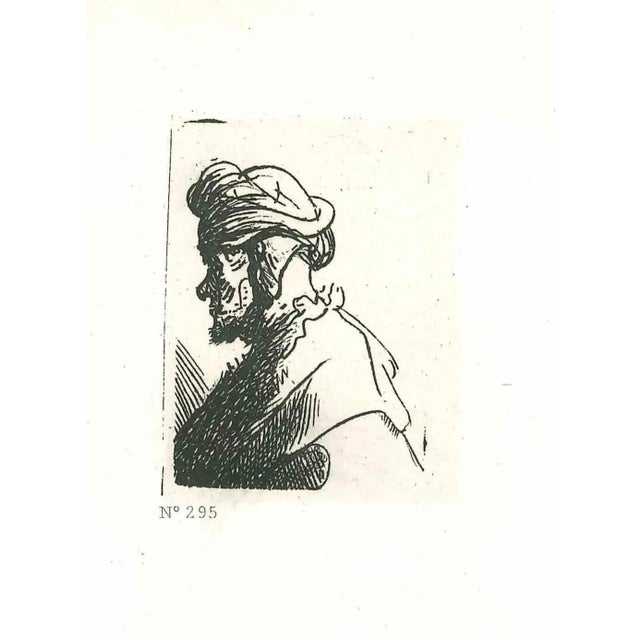 Man in Hat with Earflaps is an etching on ivory-colored paper realized after an etching by Rembrandt. This piece of art...