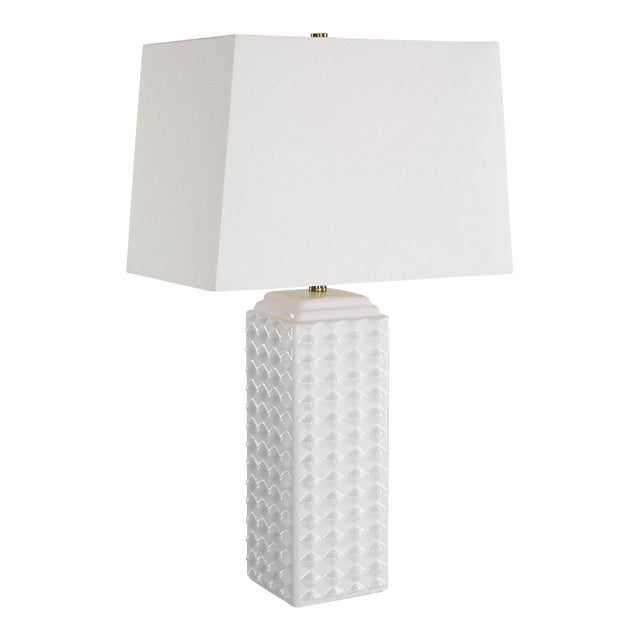 Square Ceramic Table Lamp With Knobs For Sale