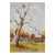 Small 1990s Farm Landscape Red Barn Apple Tree Painting For Sale