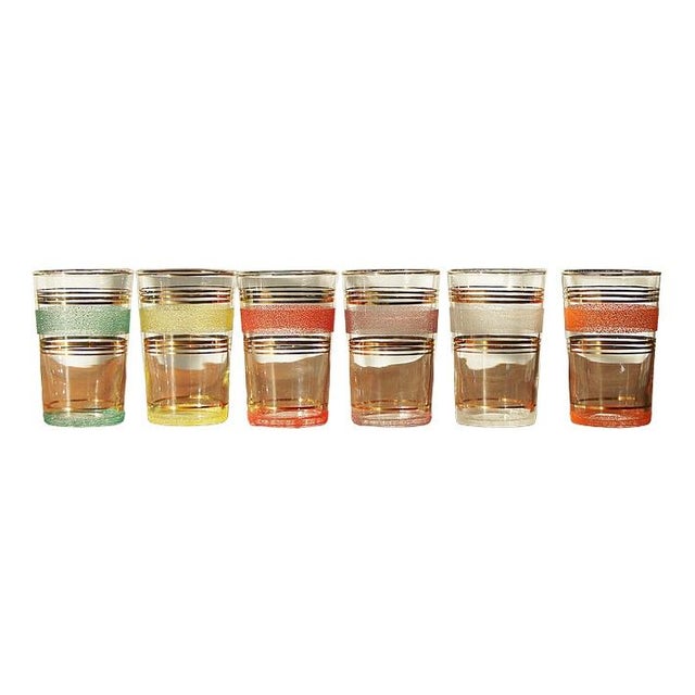 Frost & Gold Bands Glasses, 1950s, Set of 6 For Sale - Image 10 of 10