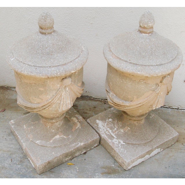 Large Estate Concrete Garden Finials Pair Chairish