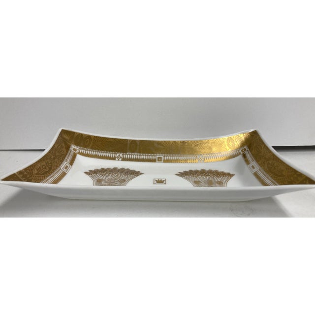 1960s Georges Briard Milk Glass Bowl With Golden Harvest Design Art Deco Style For Sale In Palm Springs - Image 6 of 13