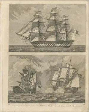 Engelhorn and Hochdanz, Sea Battle Between American and British Ship, 1847, Paper