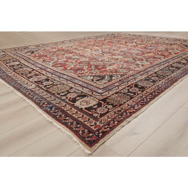 Red Vintage Persian Mahal Rug, 10'08 X 14'01 For Sale - Image 8 of 10