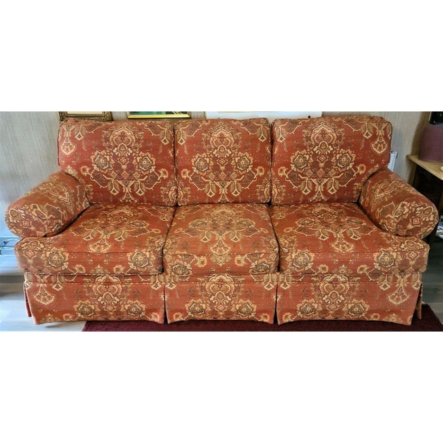 Henredon Upholstery Collection 3 Seat Sofa With 4 Pillows and Arm