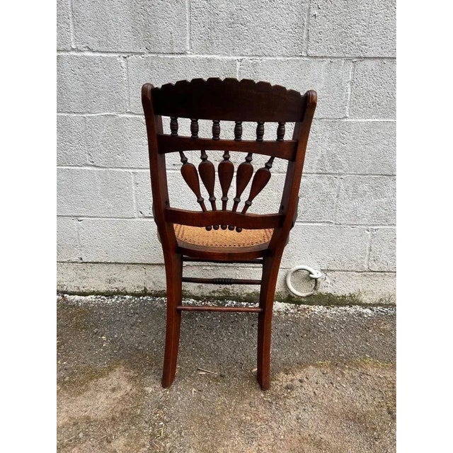 19th Century Refinished Carved Walnut & Cane Seat Eastlake Side Chairs - a Pair For Sale In Washington DC - Image 6 of 12