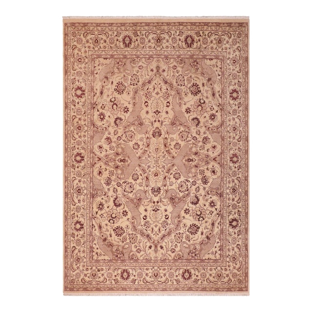 Shabby Chic 1990's Pak-Persian Beige/Brown Wool Rug - 8'3'' X 10'3'' For Sale