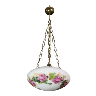 Vintage Glass Chandelier With Floral Decorations, Gallè Style, 1960 For Sale