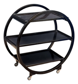 Art Deco Circular Three-Tiered Drinks Cart of Ebonized Wood From Italy