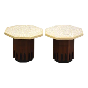Walnut and Terrazzo End Tables by Harvey Probber - a Pair