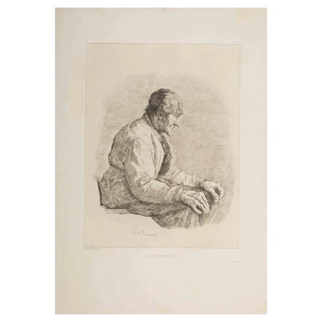 Charles Paul Renouard, Le Charpentier, Etching, Late 19th Century For Sale