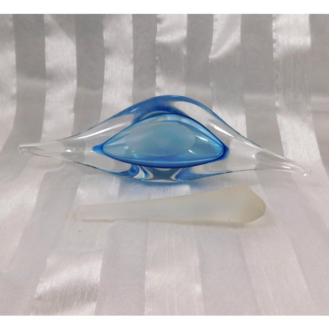 Contemporary 1970s Turquoise Blue Art Glass Perfume Bottle For Sale - Image 3 of 4
