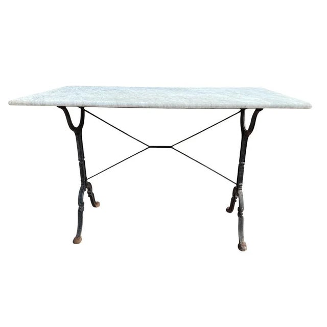 1960s French Cast Iron and Marble Bistro Table, 1960s For Sale - Image 5 of 14