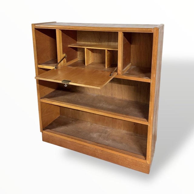 Vintage Nathan Oak Drop-Down Secretaire, 1960s For Sale - Image 6 of 14