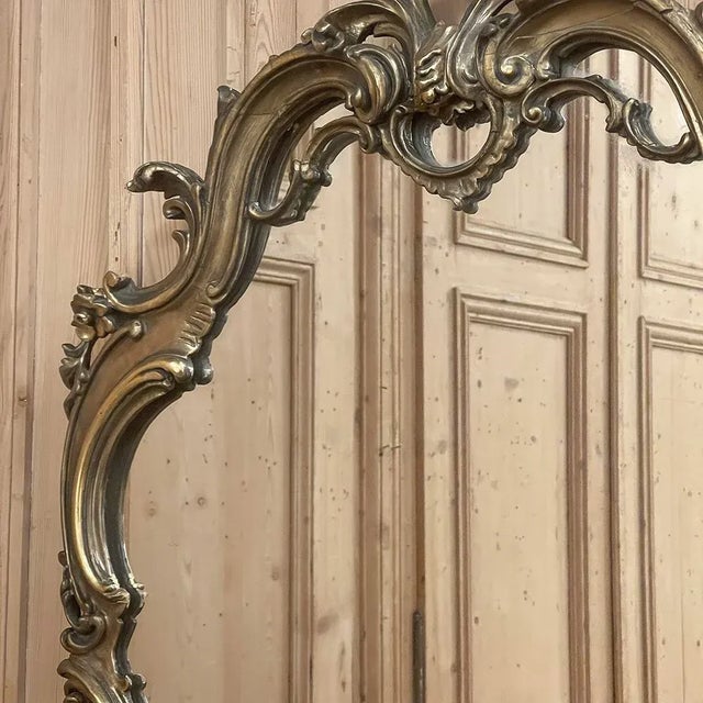 Antique Italian Baroque Patinaed Giltwood Mirror For Sale - Image 11 of 12