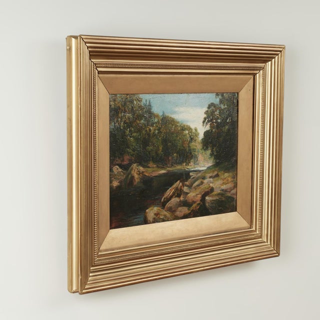 Antique Painting of a Landscape With River by Harry Phelan Gibb For Sale - Image 10 of 13