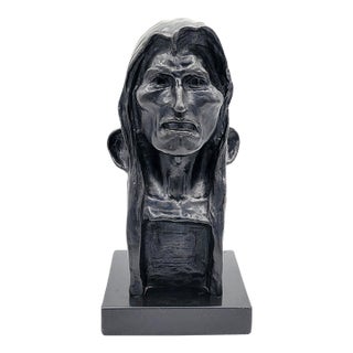 1970s After Frederic Remington the Savage Bronze Bust Sculpture 36/100 For Sale