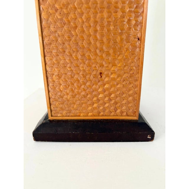 Wood Mid-Century Geometric Rattan Lamp, Italy, 1950s For Sale - Image 7 of 10