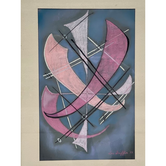 Vintage 1958 Framed & Matted Abstract Expressionist Gouache on Paper For Sale - Image 4 of 9