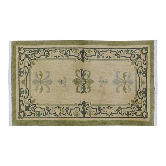 Vintage Chinese Art Deco Knotted Wool Rug, 4'x6'9'' For Sale