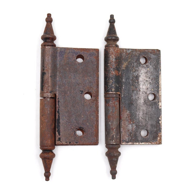 Pair of Antique 3.5 X 3.375 In. Left Cast Iron Lift Off Door Hinges For Sale - Image 4 of 4