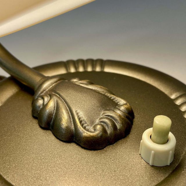 Art Deco Bronzed Brass and Opaline Glass Table Lamp, Germany, 1930s For Sale - Image 9 of 14