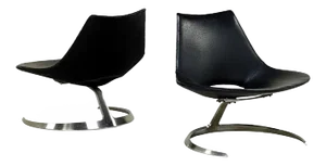 Rare Danish Scimitar Lounge Chairs - a Pair