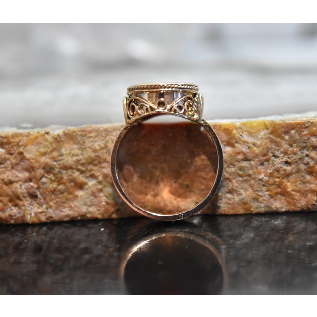 1930s 14k Yellow Gold Carnelain Soldier Warrior Intaglio Signet Ring Sz 10.25 For Sale - Image 14 of 17