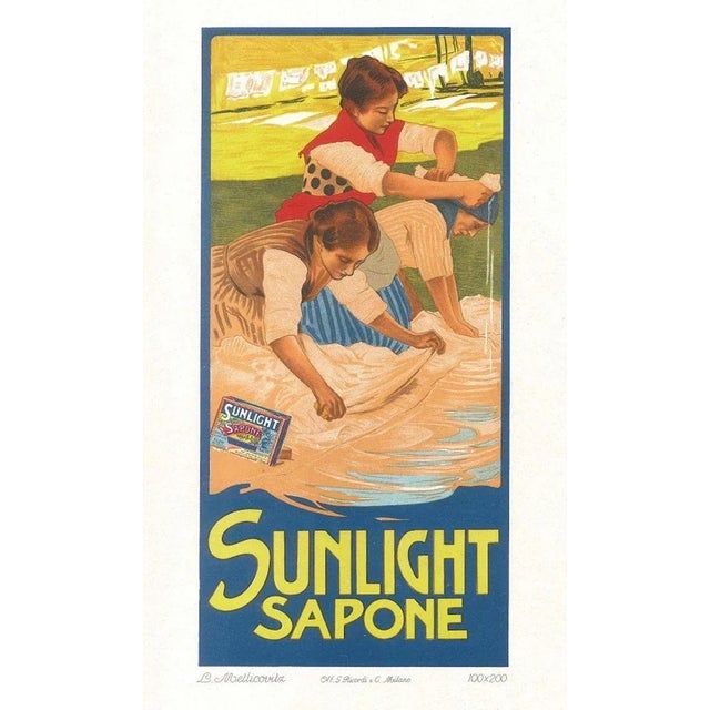 Sunlight Sapone - Vintage Adv Lithograph by L. Metlicovitz - 1900 ca. 1900 ca. For Sale - Image 3 of 3