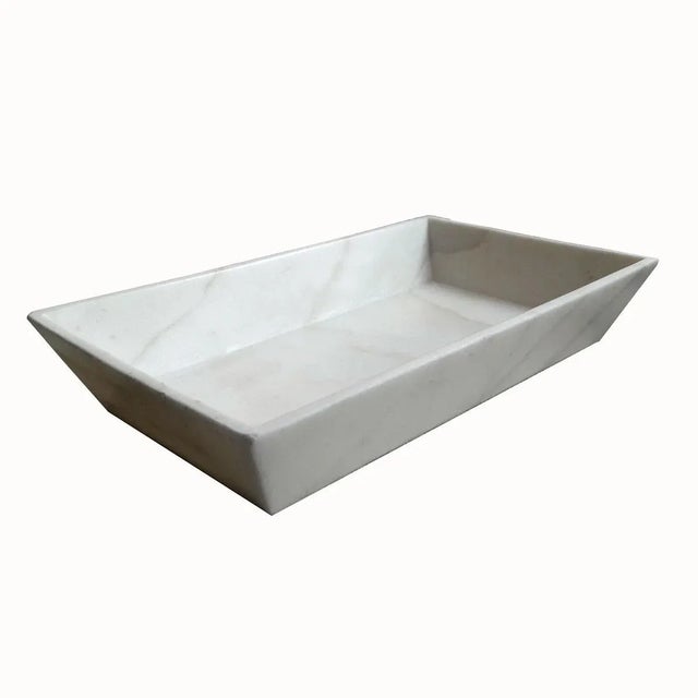 Stone White Marble Tray From India For Sale - Image 7 of 8