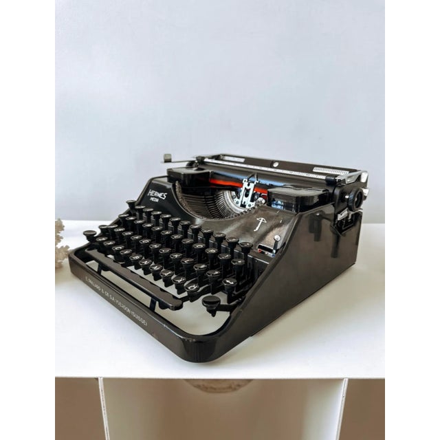 Vintage Hermes Media Black Typewriter from Paillard, 1940s For Sale - Image 6 of 16