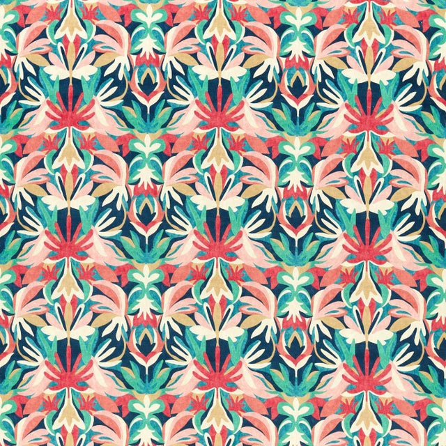 Harlequin Melora Fabric in Brazilian Rosewood/ Ink/ Amazonia - a Sample For Sale