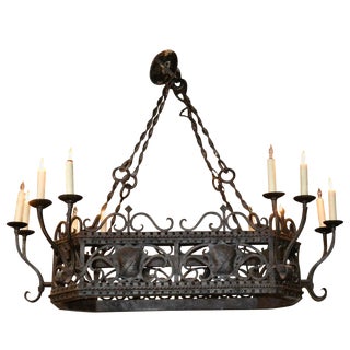 Heavy French Iron Chandelier For Sale